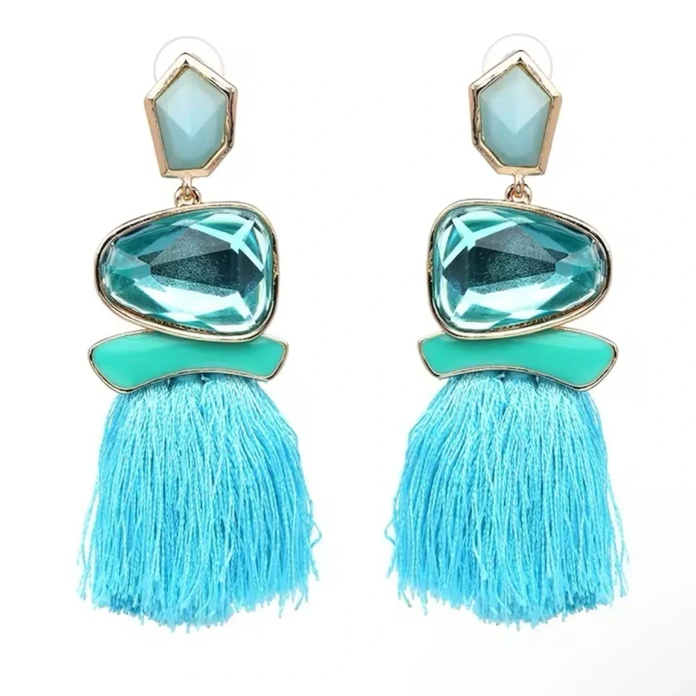 Zara Bold Blue Tassel Earrings